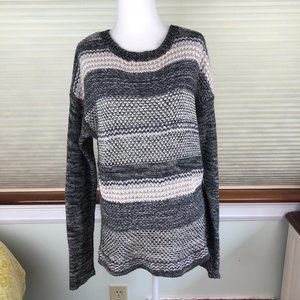 Saks Fifth Avenue "BLUE" Cotton/Wool/Alpaca Blend 3D Knit Pullover Cozy Sweater